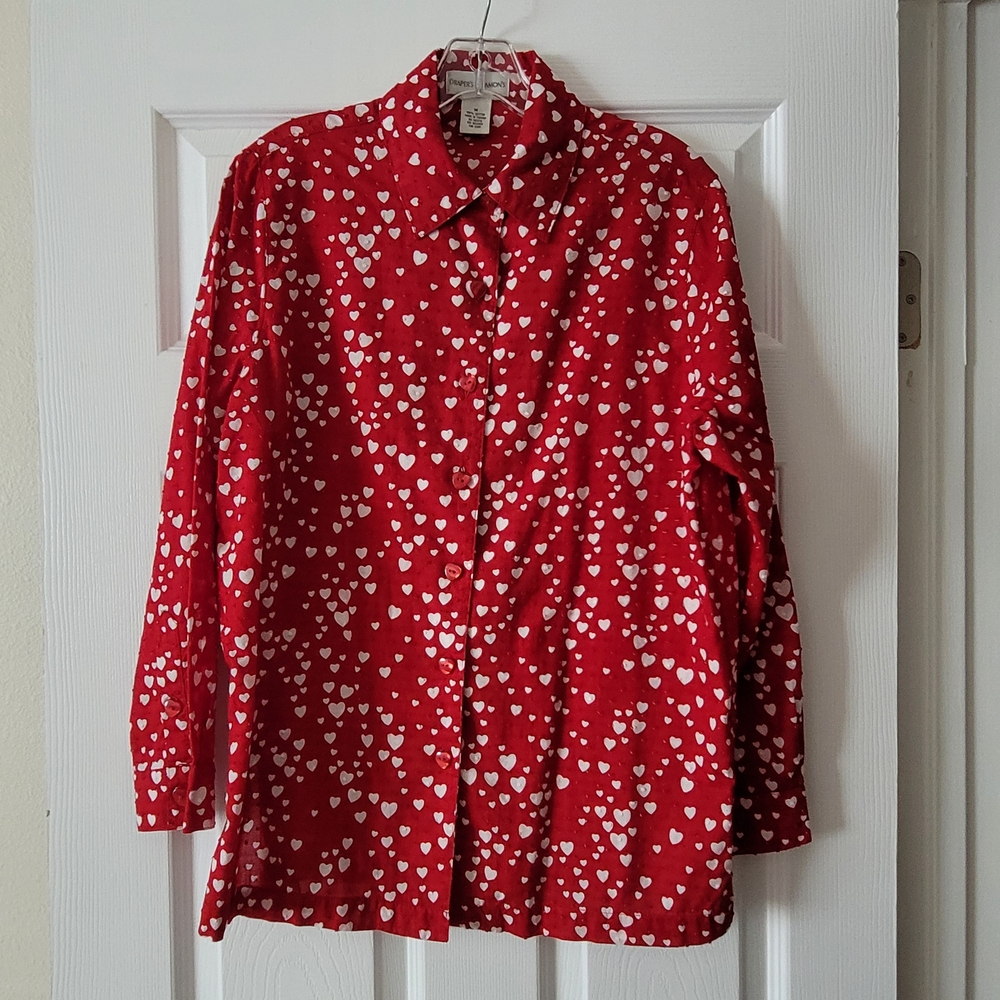 Red Heart Pattern Women's Shirt